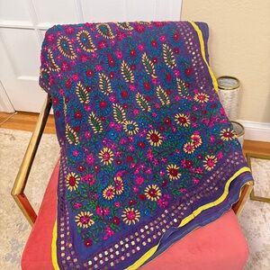 Indian Phulkari Embroidered Scarf / Dupatta Handmade Made and Bought in India